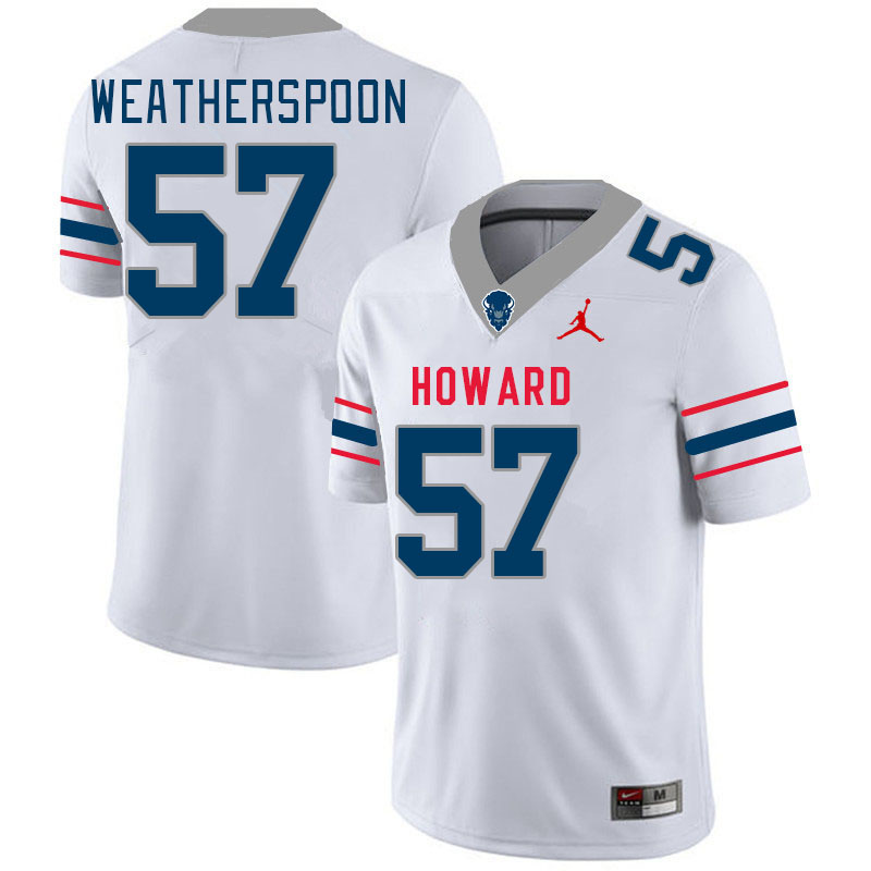 Men-Youth #57 Da'Metrius Weatherspoon howard Bison 2023 College Football Jerseys Stitched-White